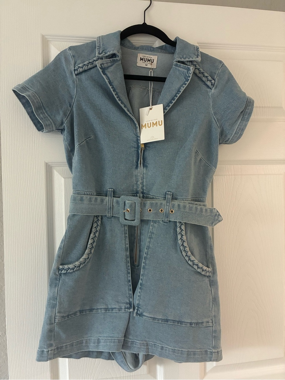 NWT Show Me Your MuMu Light Tide Denim Romper - Picture 2 of 2